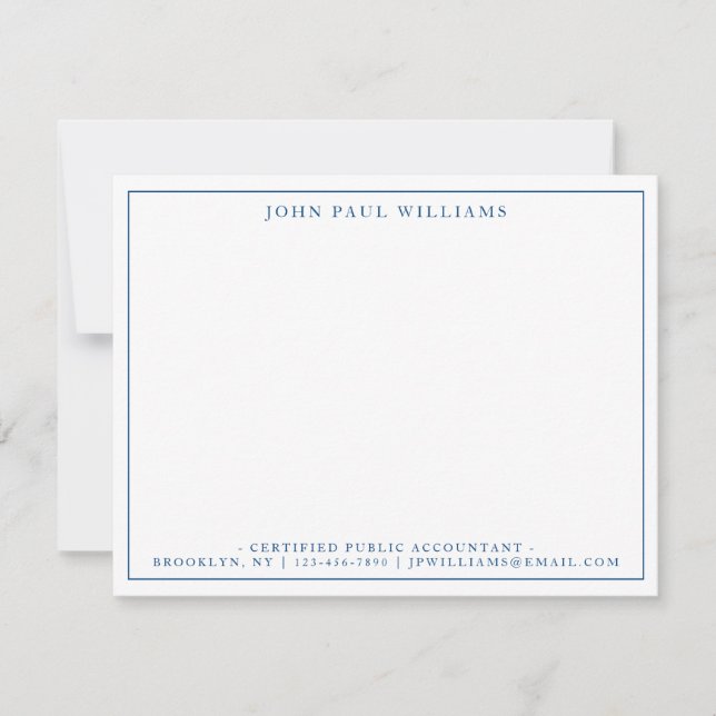 Navy Blue Formal Office Professional Thin Border Card (Front)