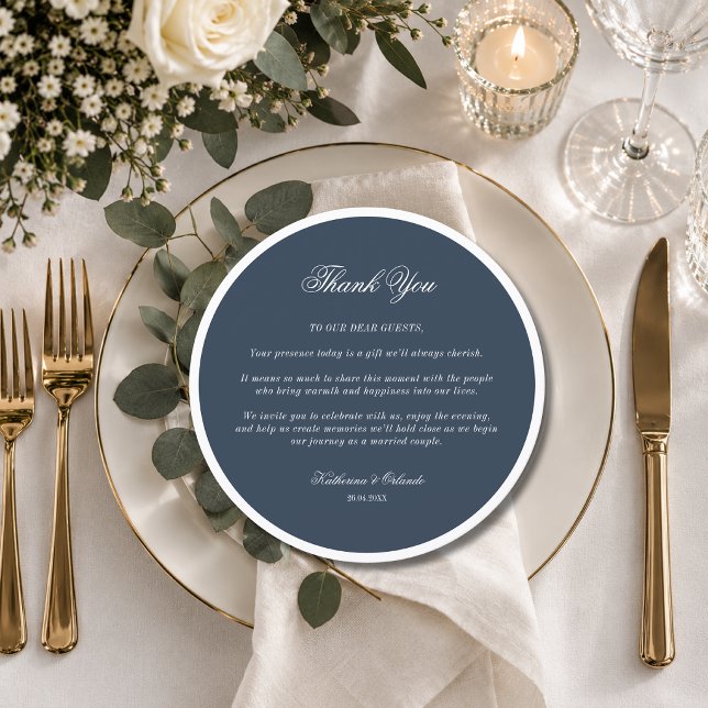 Navy Blue Formal Round Wedding Guest Place Program (Creator Uploaded)