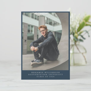 Navy Blue Full Frame Photo College Graduation Announcement