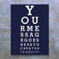 Navy Blue Fun Eyesight Chart Custom Message