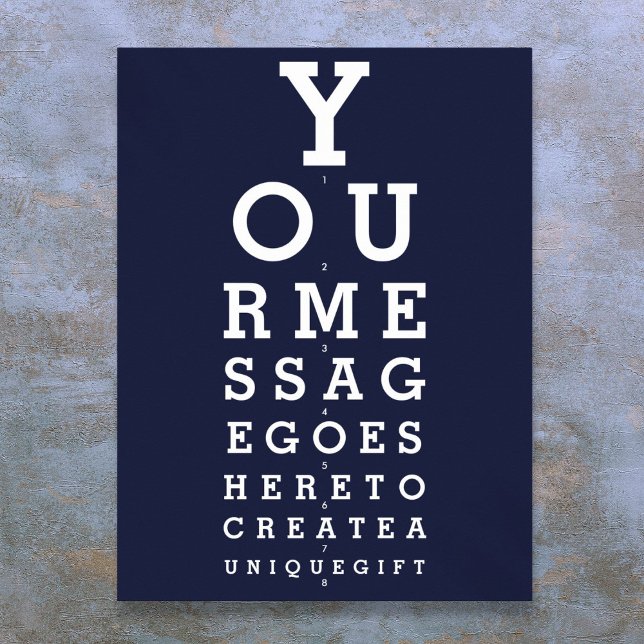 Navy Blue Fun Eyesight Chart Custom Message (Navy Blue Fun Eyesight Chart Custom Message)