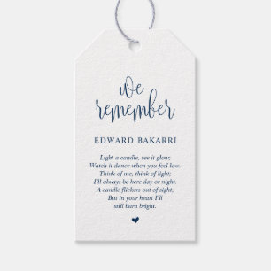 Navy Blue, Funeral Service, Memorial Candle Tag