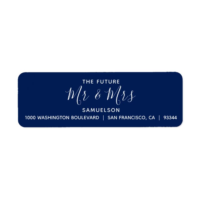 Navy Blue Future M. & Mme Mariage Adresse de retou (Devant)