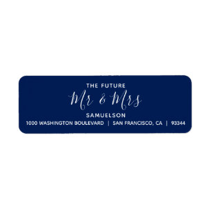 Navy Blue Future Mr & Mrs Wedding Return Address