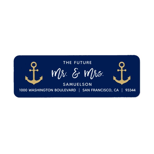 Navy Blue Future Mr & Mrs Wedding Return Address (Front)