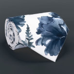 Navy Blue Garden Florals Wedding Tie<br><div class="desc">A classic navy blue and white wedding neck tie featuring a watercolor-painted assembly of garden florals including peonies in shades of navy blue,  muted navy,  dusty greys and dusty blues. A classic navy wedding neck tie.</div>
