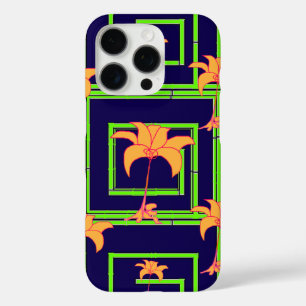 Navy Blue Geo Floral iPhone 16 Pro Case
