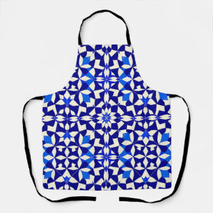 Navy Blue Geometric Floral Pattern Apron
