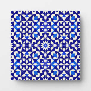 Navy Blue Geometric Floral Pattern Plaque