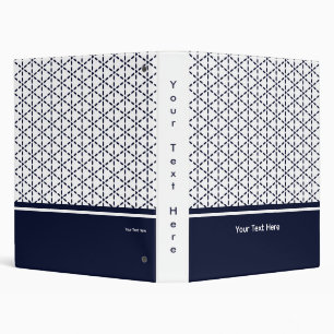 Navy Blue Geometric Pattern on White Binder