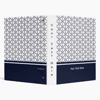 Navy Blue Geometric Pattern on White Binder