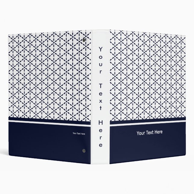 Navy Blue Geometric Pattern on White Binder (Background)