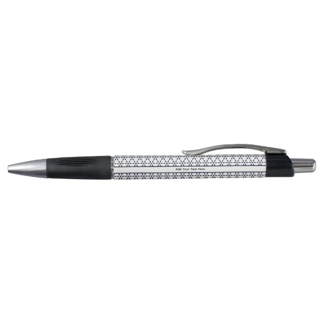 Navy Blue Geometric Pattern on White Pen (Top)