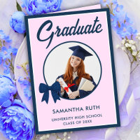 Navy Blue Gingham Bow Photo Graduation
