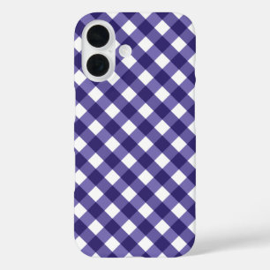 Navy blue gingham iPhone 16 case