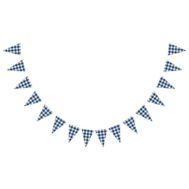 Navy Blue Gingham Country Wedding Bunting Flags (All)