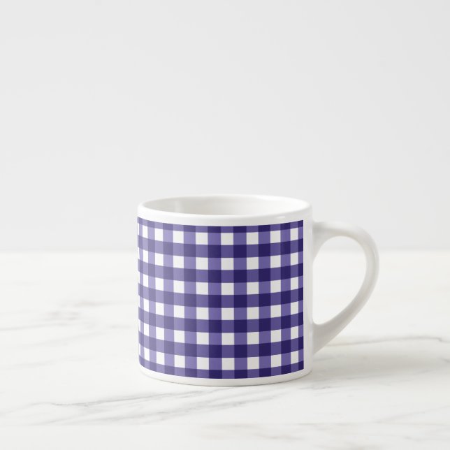 Navy blue gingham espresso cup (Right)