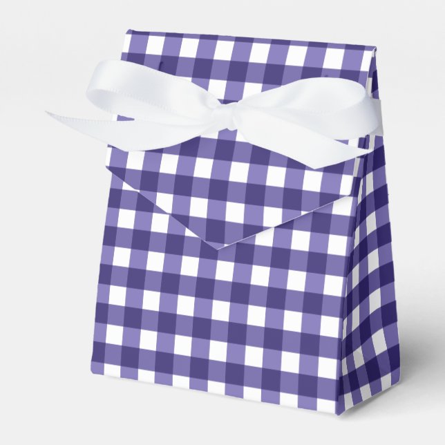 Navy blue gingham favor box (Front Side)