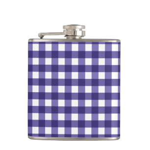 Navy blue gingham hip flask