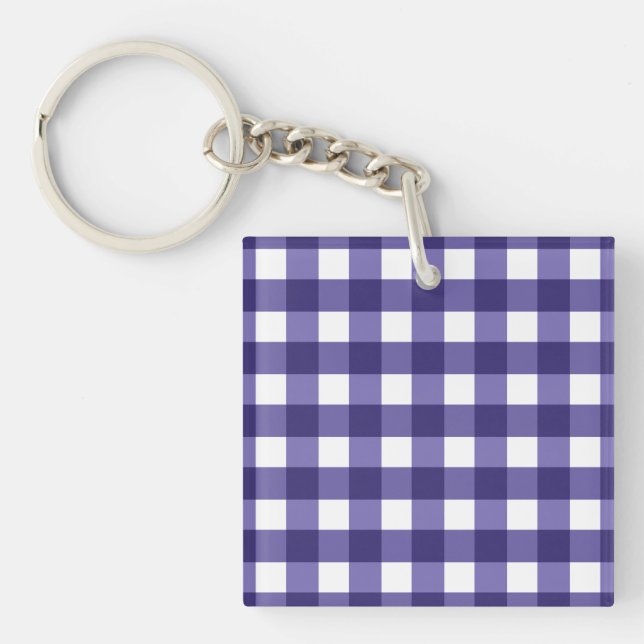 Navy blue gingham keychain (Front)