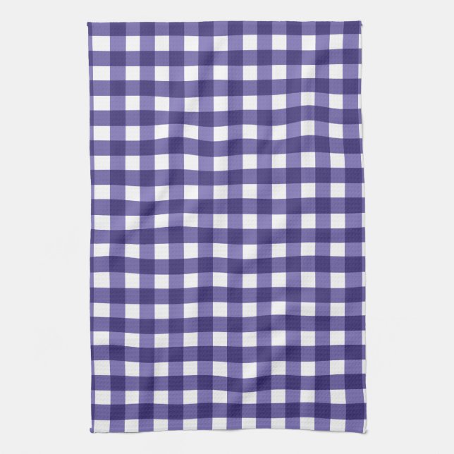 Navy blue gingham kitchen towel (Vertical)