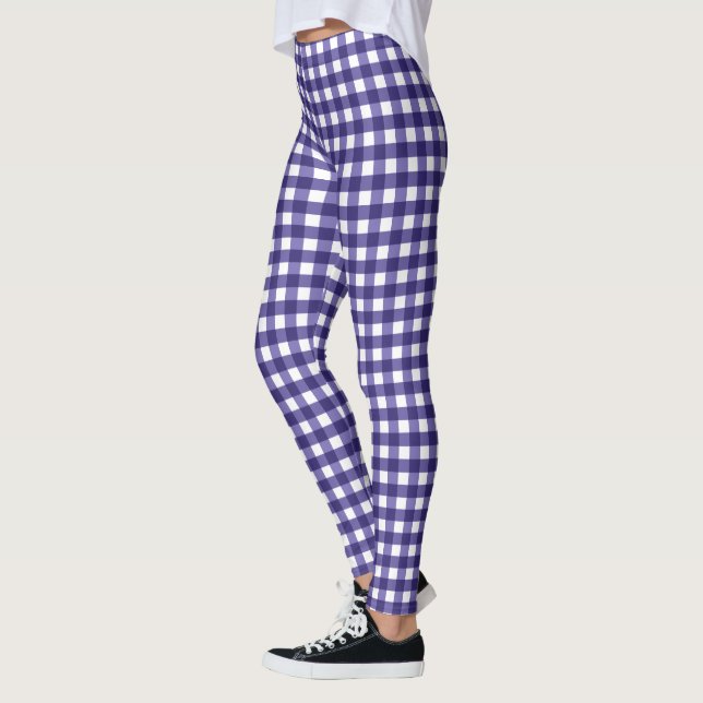 Navy blue gingham leggings (Left)