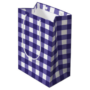 Navy blue gingham medium gift bag