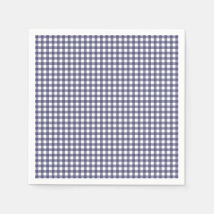 Navy Blue Gingham Paper Napkins