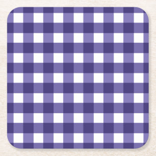 Navy blue gingham square paper coaster