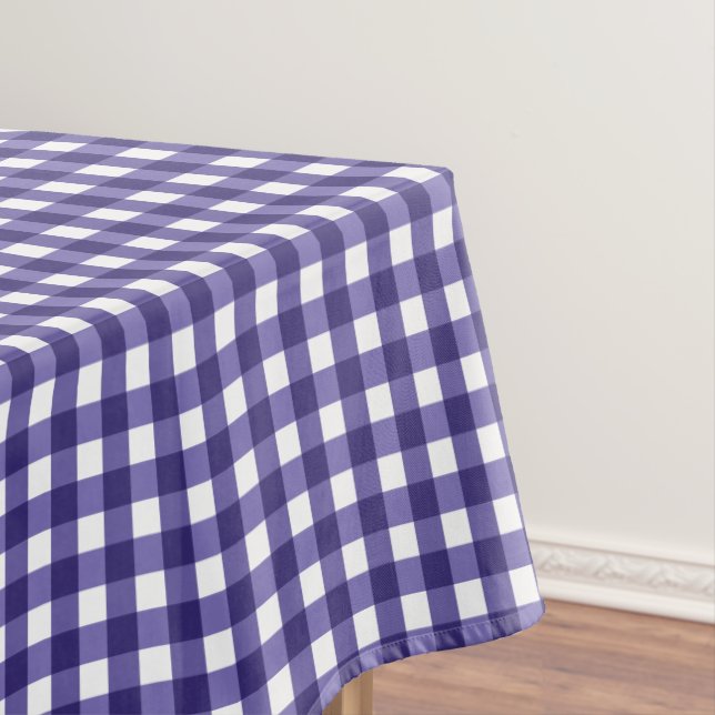 Navy blue gingham tablecloth (In Situ)