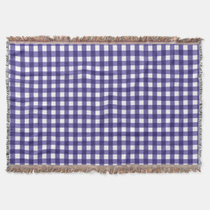 Navy blue gingham throw blanket