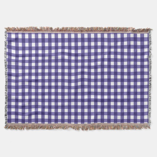 Navy blue gingham throw blanket (Front)