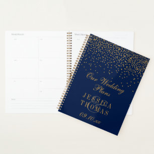 Navy Blue & Glam Gold Confetti Wedding Planner