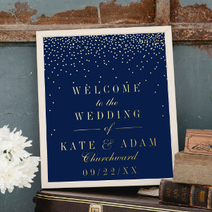 Navy Blue & Glam Gold Confetti Wedding Real Foil Prints