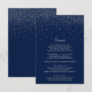 Navy Blue & Glam Silver Confetti Wedding Enclosure Card