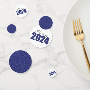 Navy Blue Glitter Class of 2024 Confetti