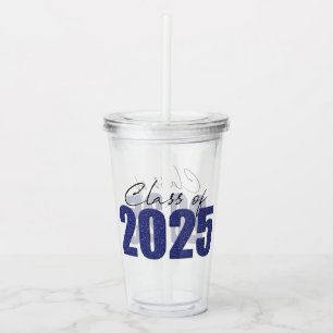 Navy Blue Glitter Class of 2025 Acrylic Tumbler