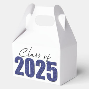 Navy Blue Glitter Class of 2025 Favor Box
