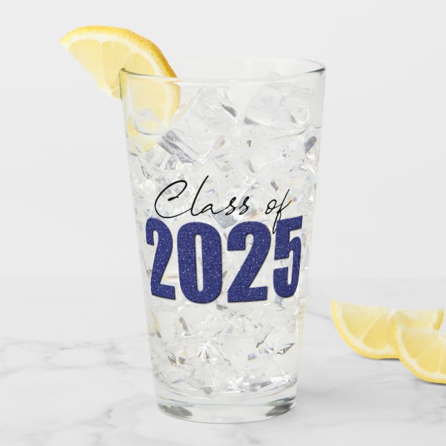Navy Blue Glitter Class of 2025 Glass (Front Ice)