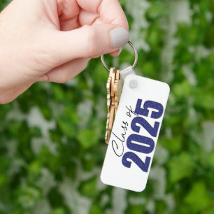 Navy Blue Glitter Class of 2025 Keychain
