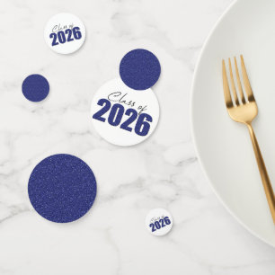 Navy Blue Glitter Class of 2026 Confetti