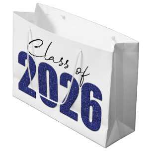 Navy Blue Glitter Class of 2026 Large Gift Bag