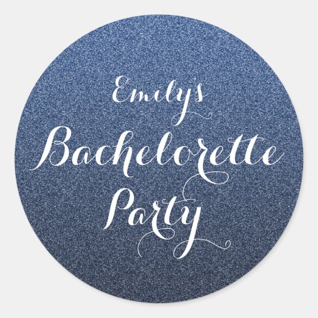 Navy Blue Glitter Faux Ombre Bachelorette Sticker (Front)