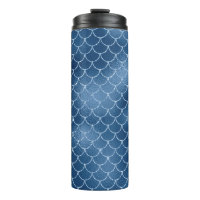 Navy Blue Glitter Mermaid Scale Pattern