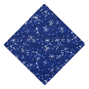 Navy Blue Glitter Printed Graduation Cap Topper