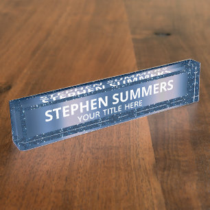 Navy Blue Glitter Sparkle Glam Custom Nameplate