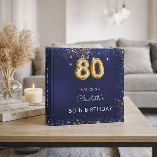 Navy blue gold 80th birthday binder