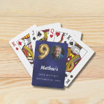 Navy blue gold 90th photo birthday party playing cards<br><div class="desc">For a 90th birthday party. A navy blue uneven coloured background. Personalize and add a name and photo,  date.</div>