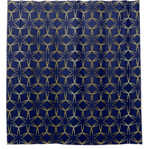 Navy Blue & Gold Abstract Geometric Pattern Luxury