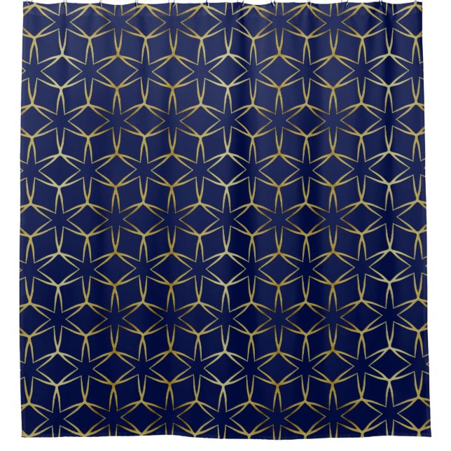 Navy Blue & Gold Abstract Geometric Pattern Luxury (Front)
